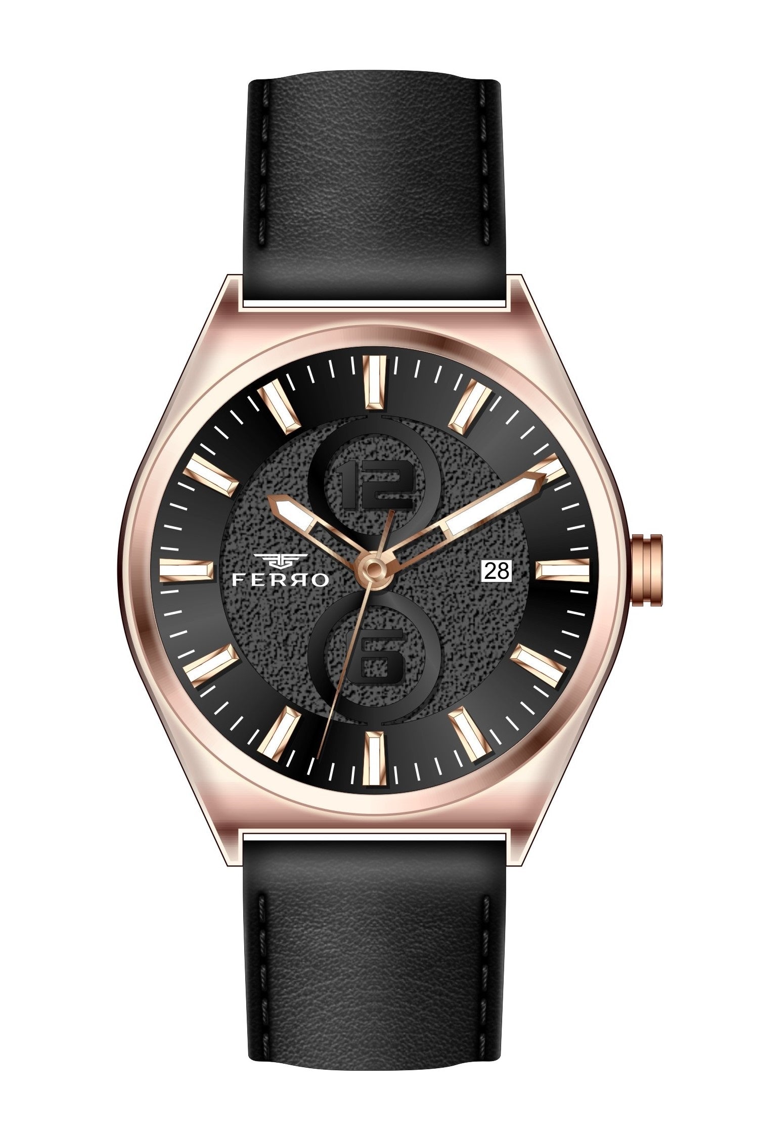 Ferro Analog Black Round Dial Men's Watch - F11090B-R