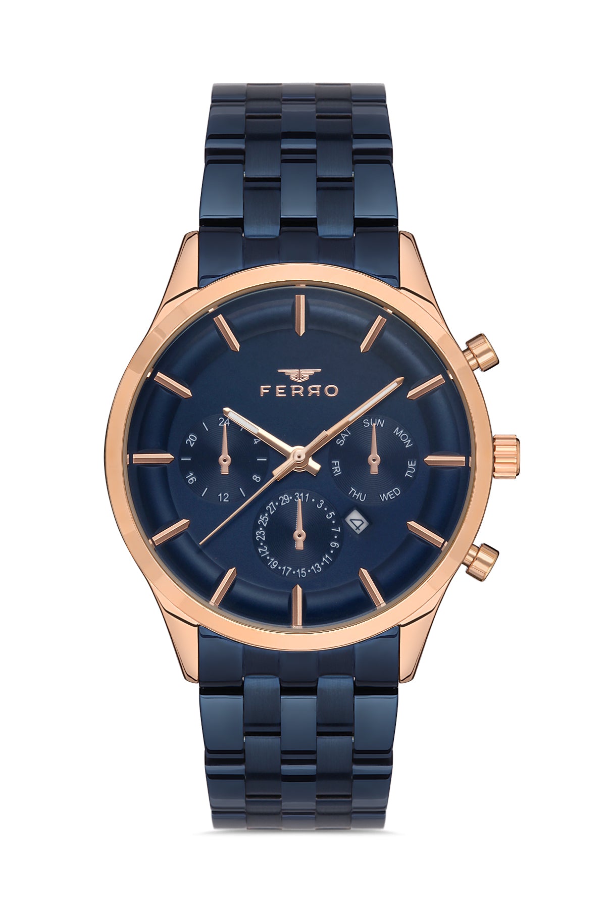 Ferro Sangiovese Multifunction Blue Round Dial Men's Watch - F40078A-T