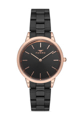 Ferro Analog Black Round Dial Women's Watch - F21124A-R