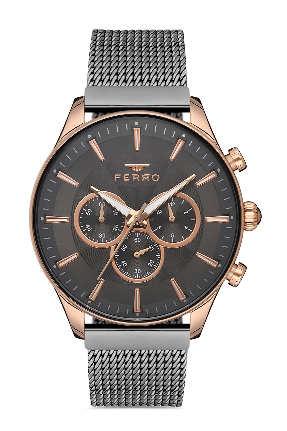 Ferro Analog Grey Round Dial Men's Watch - FM11912C-W