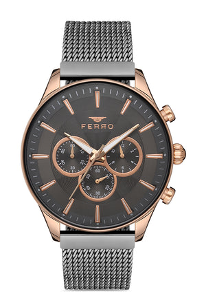 Ferro Analog Grey Round Dial Men's Watch - FM11912C-W
