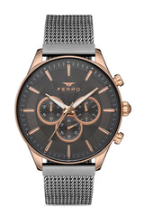 Ferro Analog Grey Round Dial Men's Watch - FM11912C-W