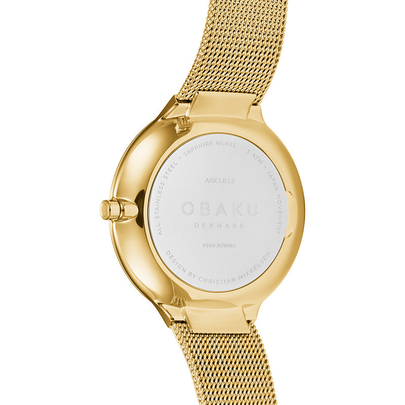 Obaku Ark Lille Gold Analog White Round Dial Women's Watch - V240LXGWMG