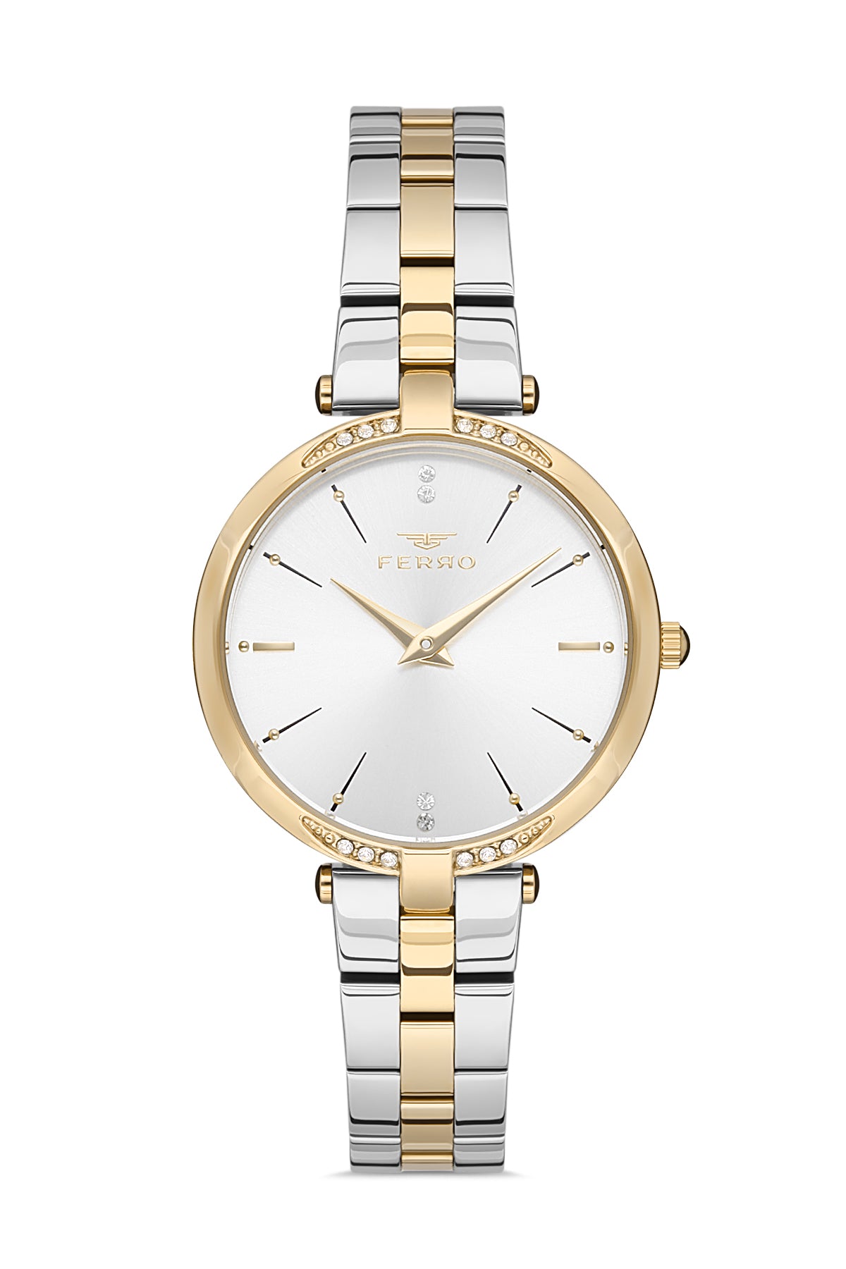 Ferro Analog Silver Round Dial Women's Watch - F21128A-D
