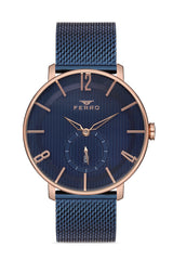 Ferro Analog Blue Round Dial Men's Watch - F40075C-T