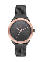 Ferro Analog Black Round Dial Women's Watch - F21073C-R