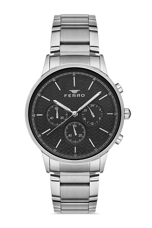 Ferro Multifunction Black Round Dial Men's Watch - FM11151A-A2