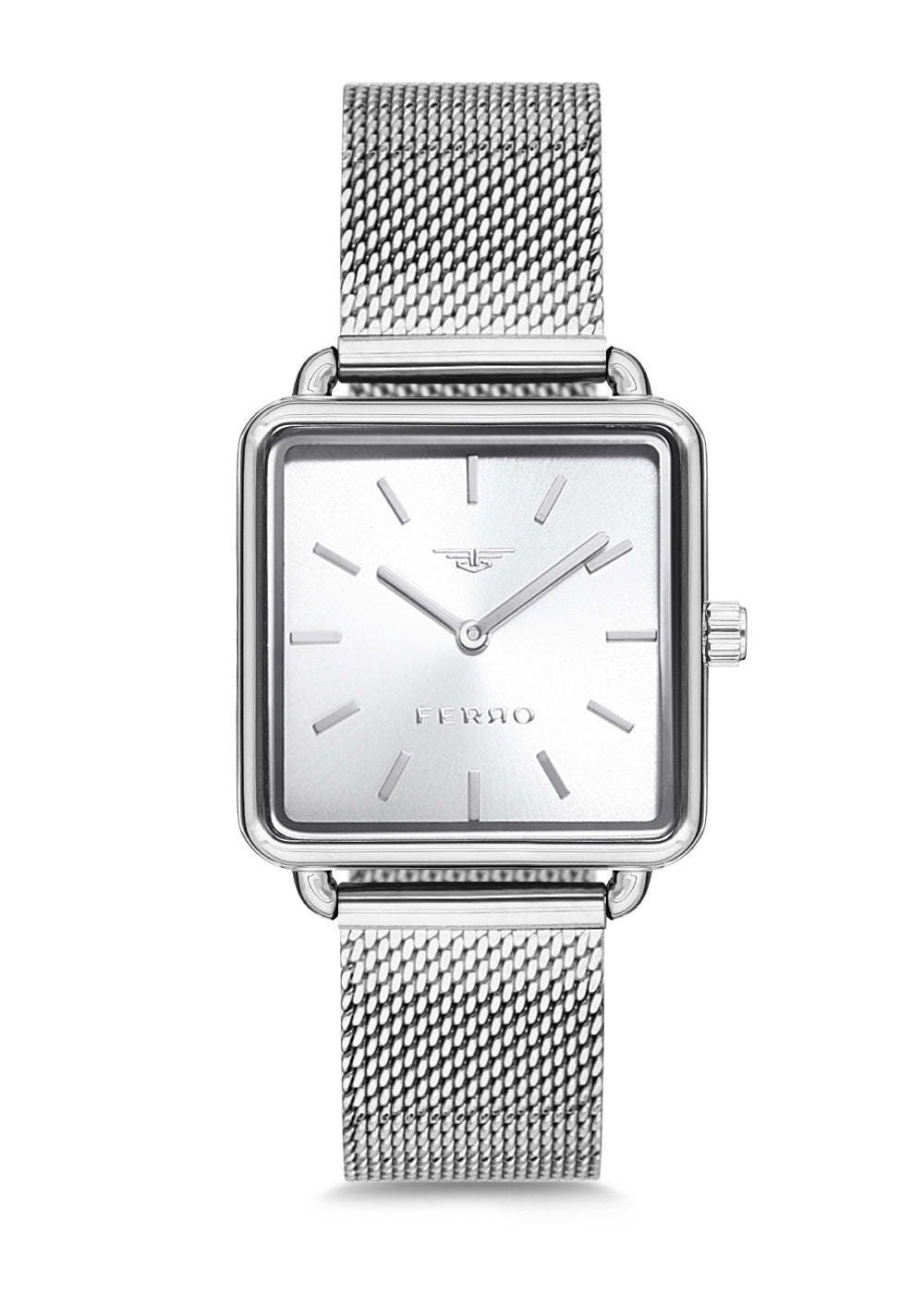 Ferro Analog Silver Square Dial Women's Watch - F11000C-996-A