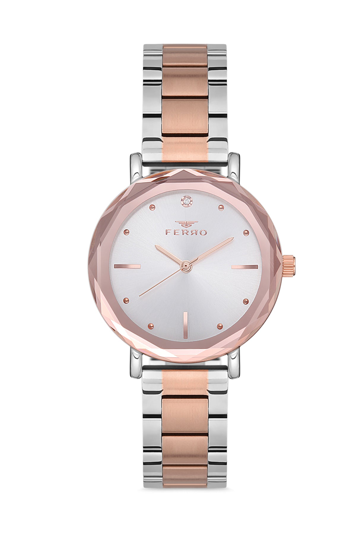 Ferro Analog Silver Round Dial Women's Watch - F21079A-E