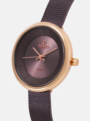 Obaku Lys Walnut Solar Analog Brown Round Dial Women's Watch - V206LRVNMN