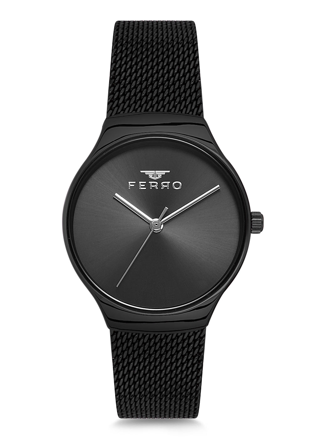 Ferro Analog Black Round Dial Women's Watch - F1990C-922-V