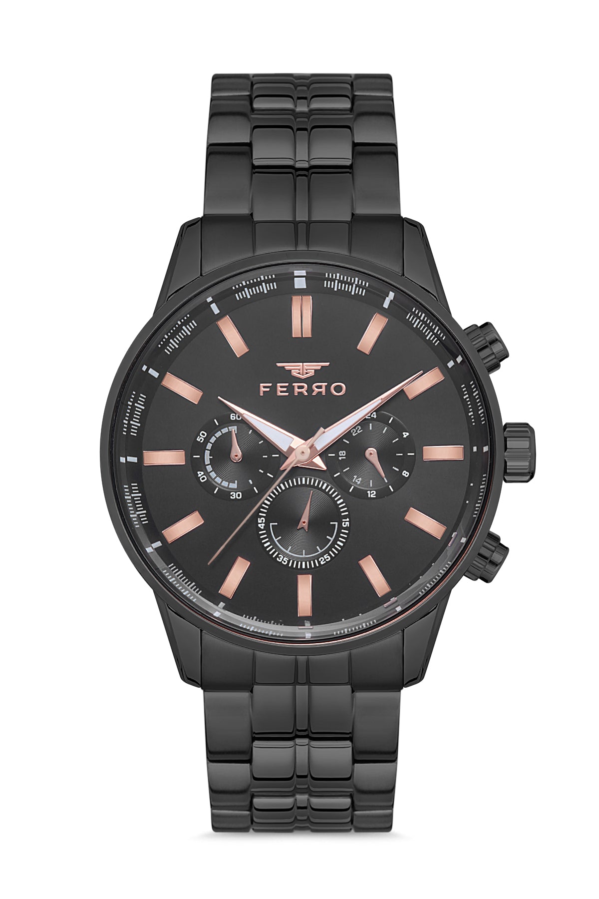Ferro Chronograph Black Round Dial Men's Watch - FM11084A-G