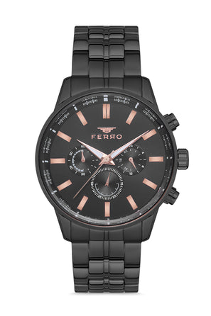 Ferro Chronograph Black Round Dial Men's Watch - FM11084A-G