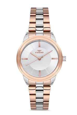 Ferro Analog Silver Round Dial Women's Watch - F2991A-1119-E