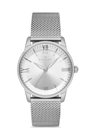 Ferro Analog Silver Round Dial Women's Watch - F21182C-A