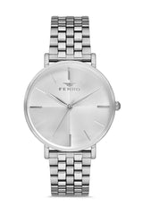 Ferro Analog Silver Round Dial Women's Watch - F21016A-A
