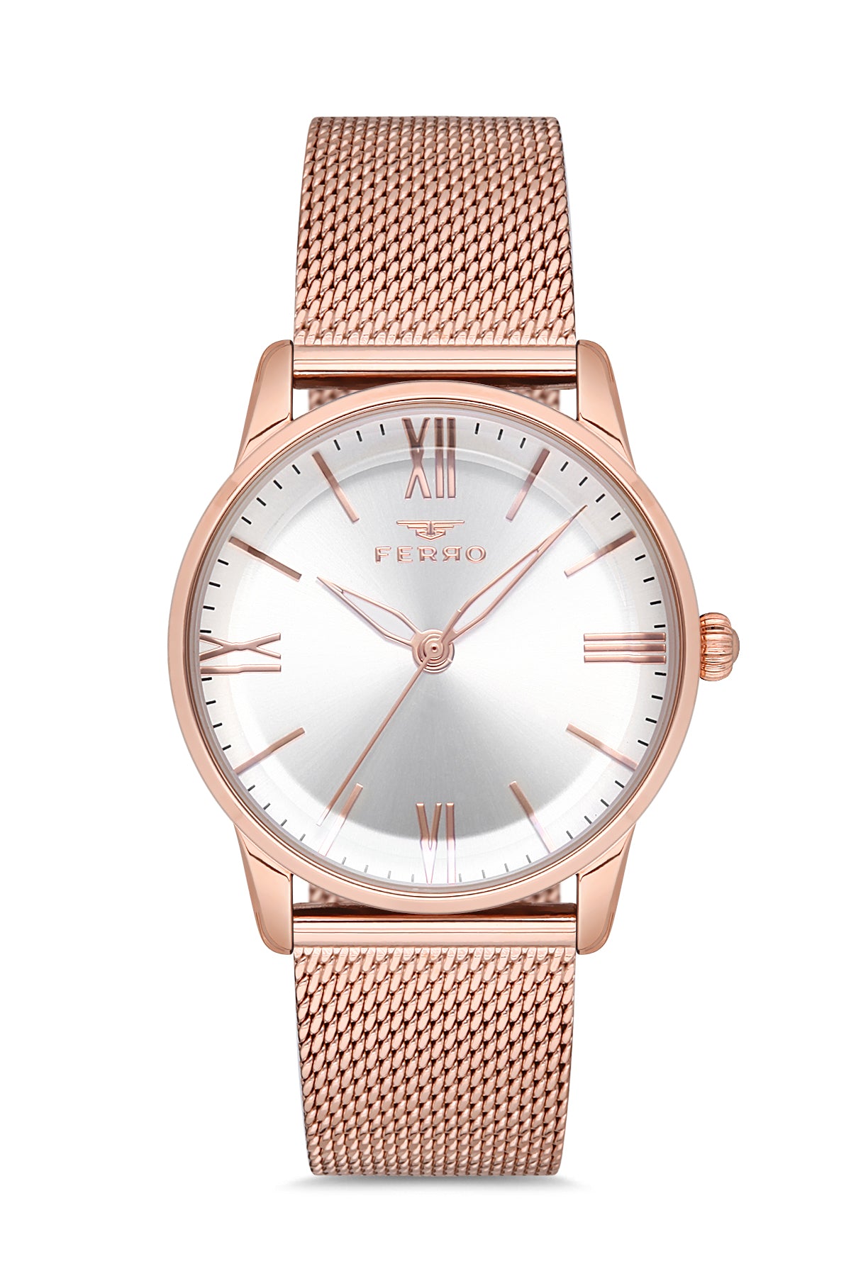 Ferro Analog Silver Round Dial Women's Watch - F21182C-C