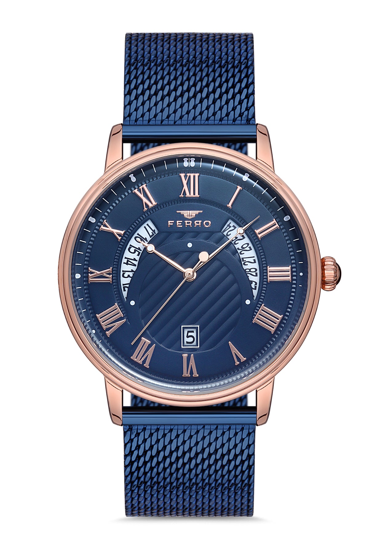 Ferro Analog Blue Round Dial Men's Watch - F11050C-1117-T