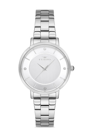 Ferro Analog Silver Round Dial Women's Watch - F21099A-A