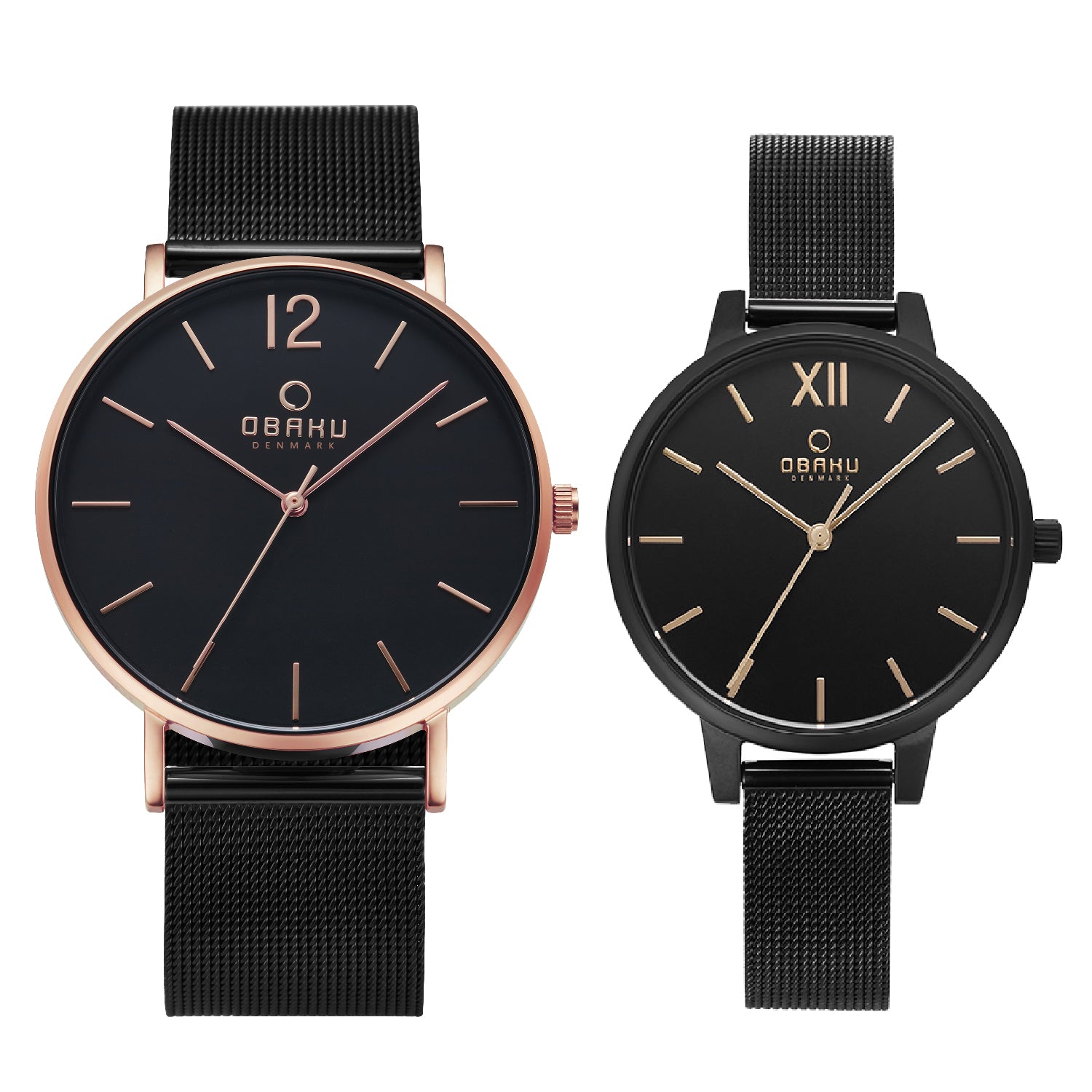 Obaku Liv-Charcoal Analog Black Round Dial Pair's Watch - P209LGBBMB