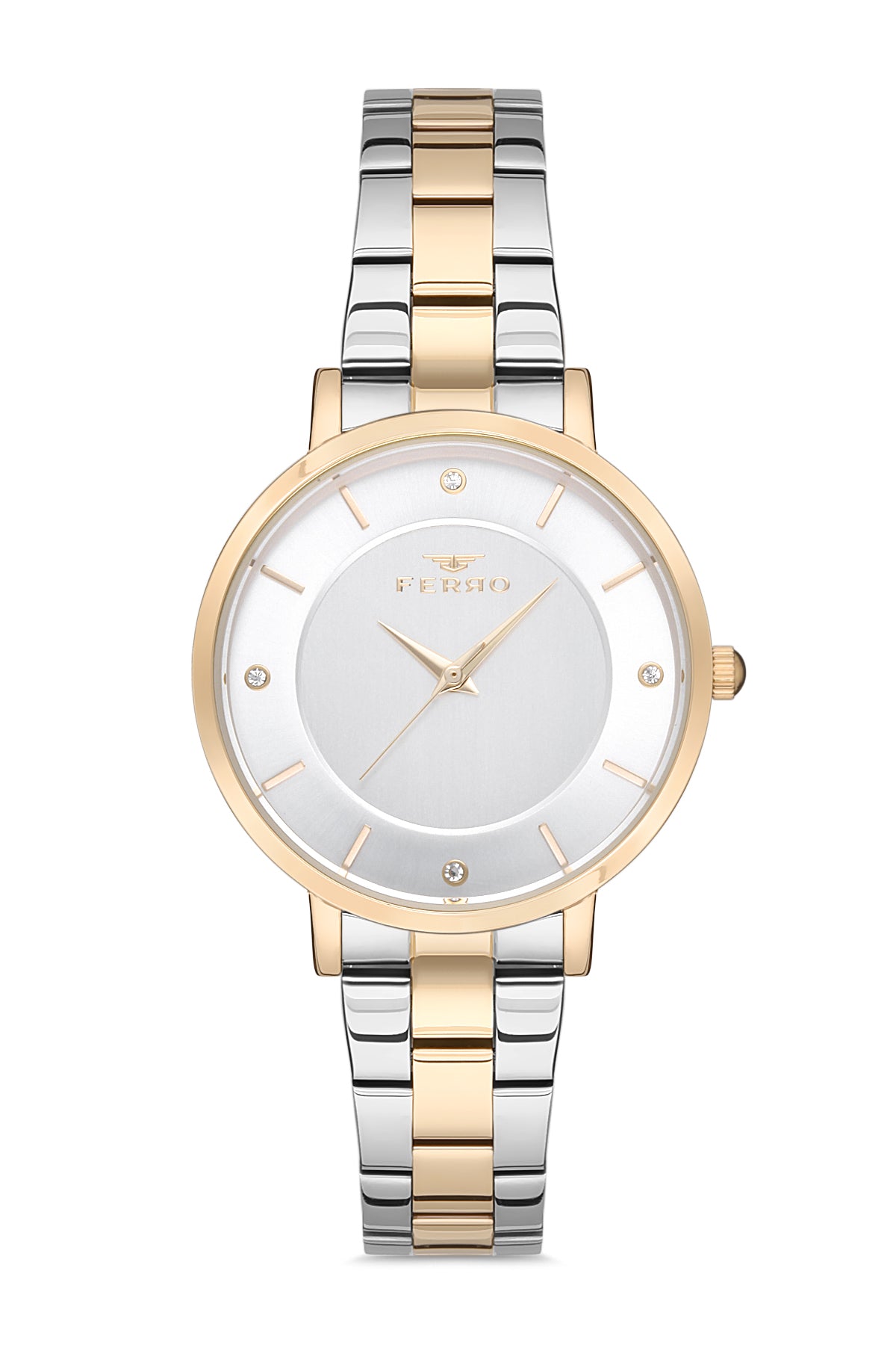 Ferro Analog Silver Round Dial Women's Watch - F21099A-D