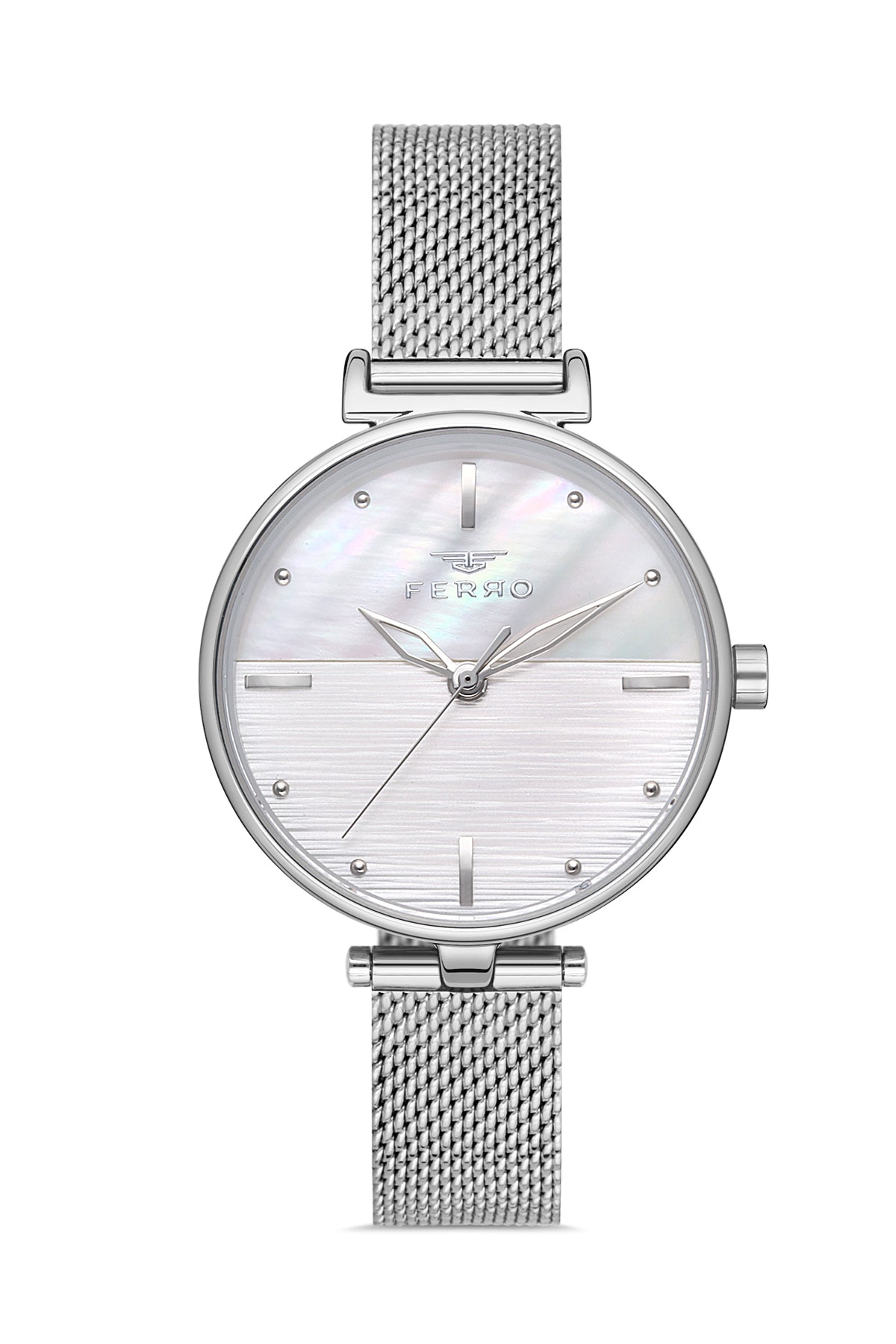 Ferro Analog Silver Round Dial Women's Watch - F21224C-A