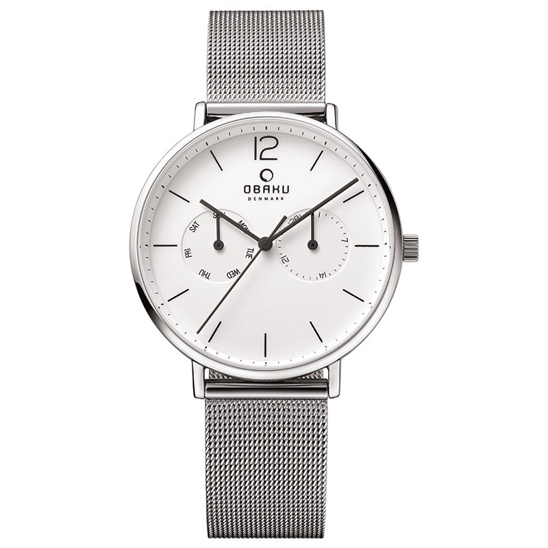 Obaku Flod Analog White Round Dial Men's Watch - V182GMCWMC