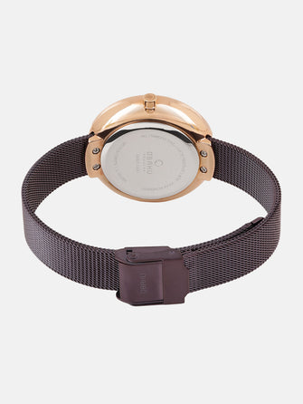 Obaku Lys Walnut Solar Analog Brown Round Dial Women's Watch - V206LRVNMN