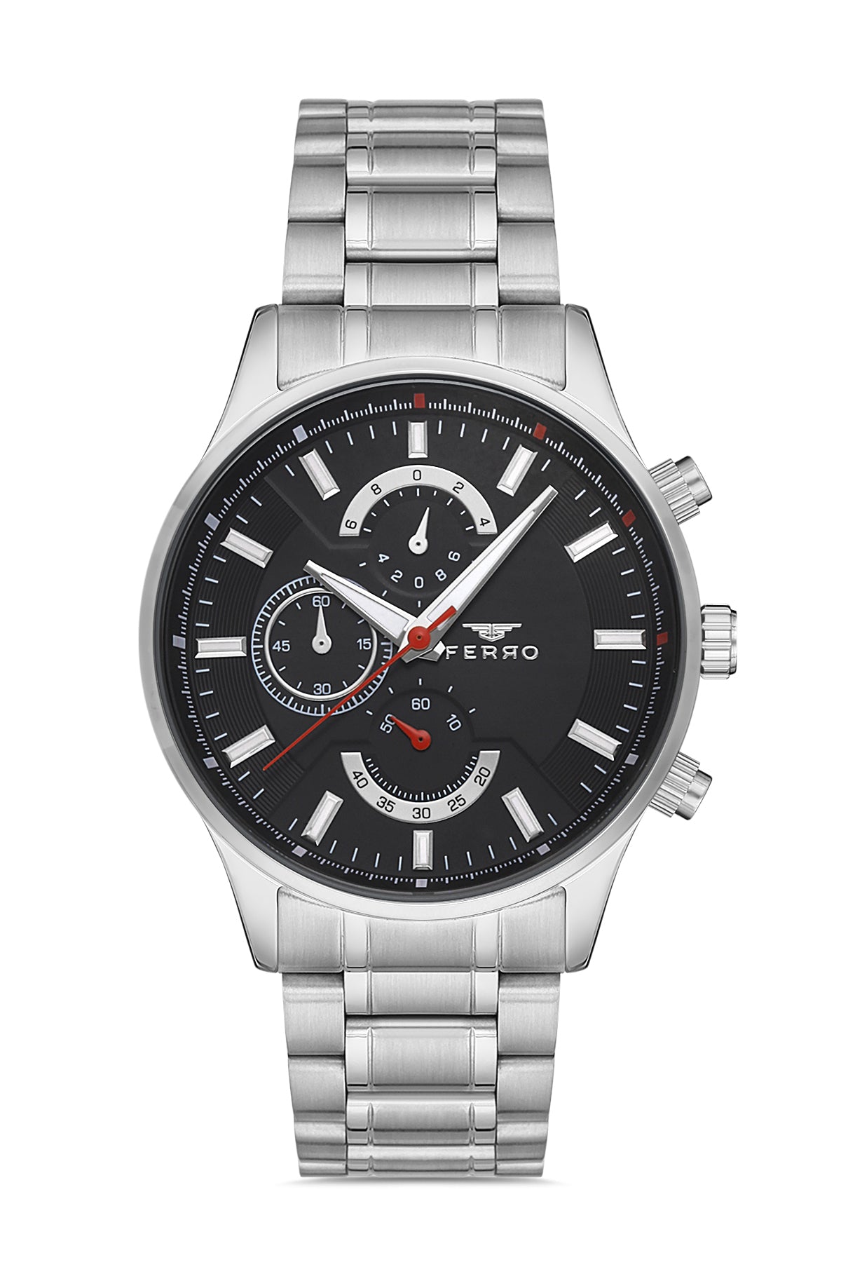 Ferro Multifunction Black Round Dial Men's Watch - FM11915A-A2