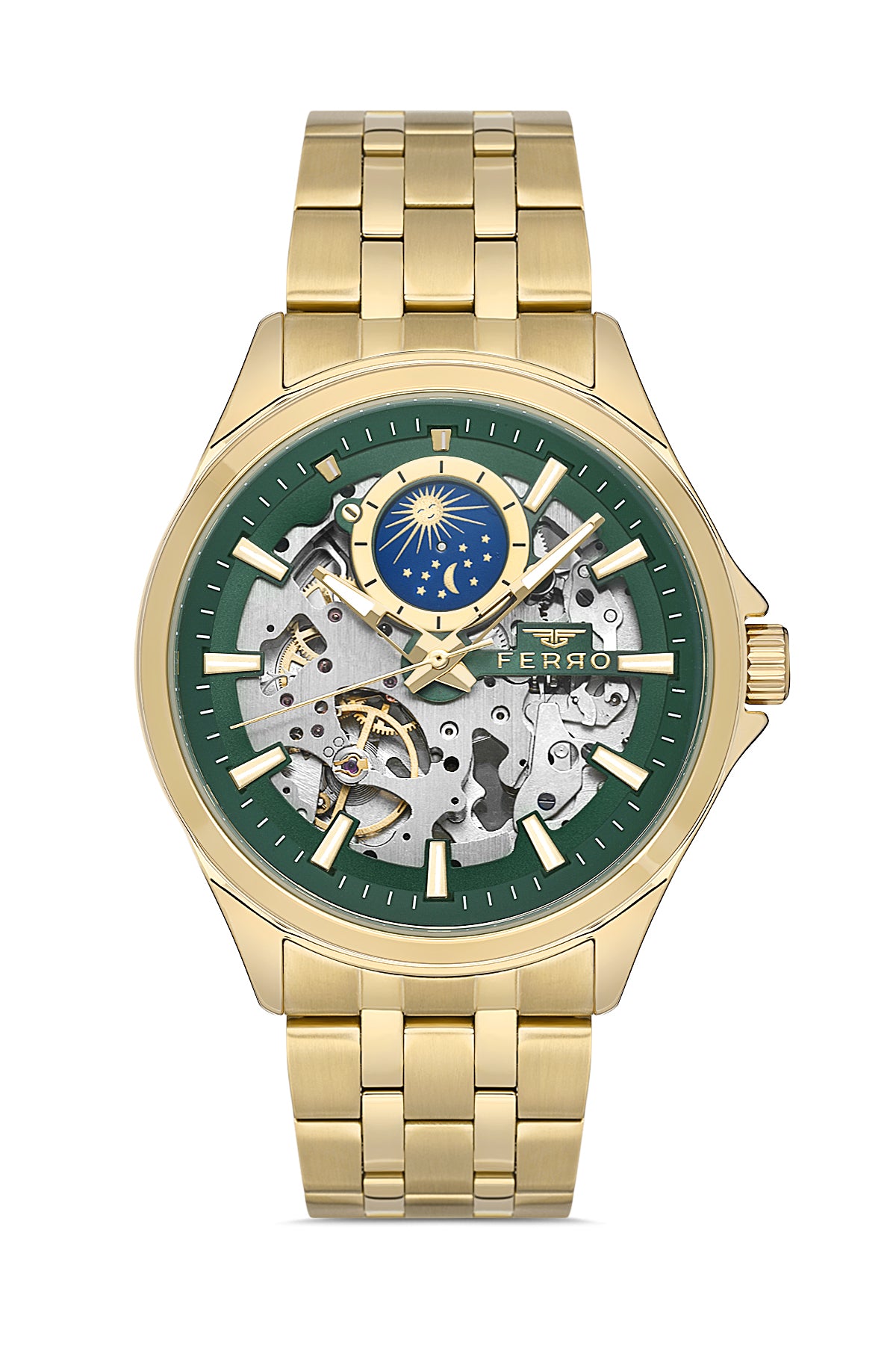 Ferro Roma Eterna Analog Green Round Dial Men's Watch - FM40111A-B6