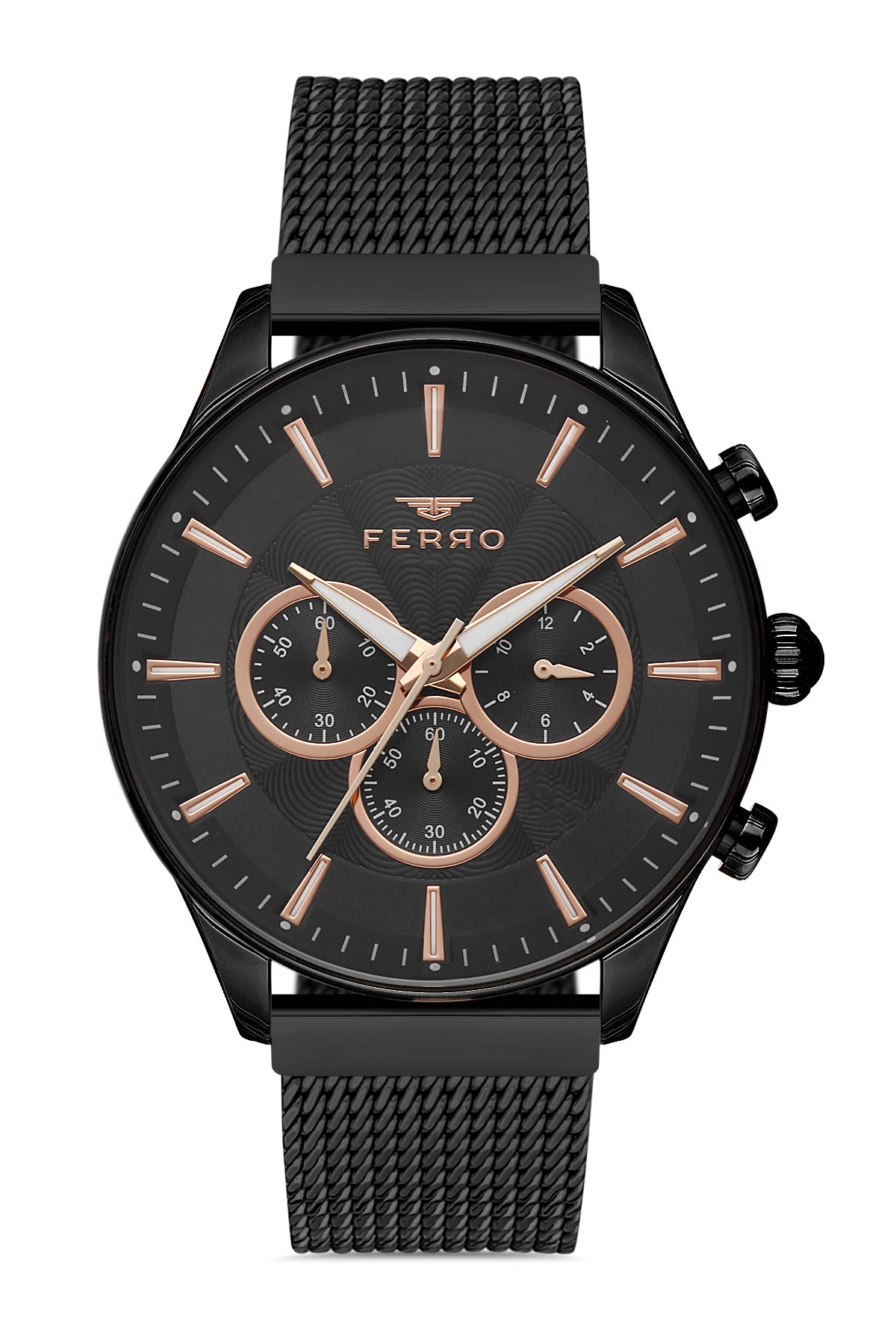 Ferro Analog Black Round Dial Men's Watch - FM11912C-G