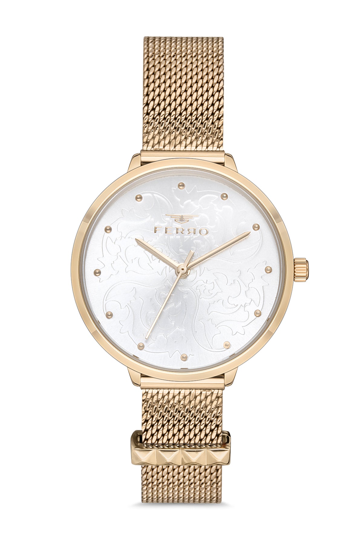 Ferro Analog Silver Round Dial Women's Watch - F21087C-B