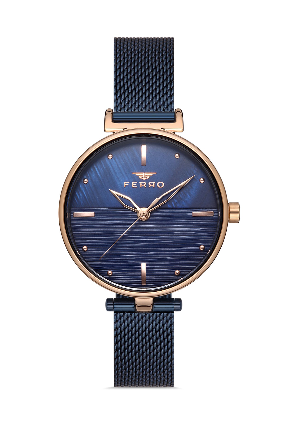 Ferro Analog Blue Round Dial Women's Watch - F21224C-T