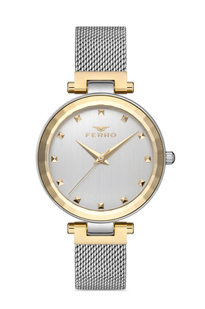 Ferro Analog Silver Round Dial Women's Watch - F21926C-D