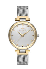 Ferro Analog Silver Round Dial Women's Watch - F21926C-D
