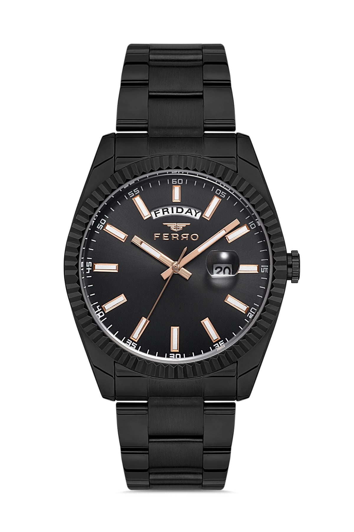 Ferro Analog Black Round Dial Men's Watch - F11211A-G