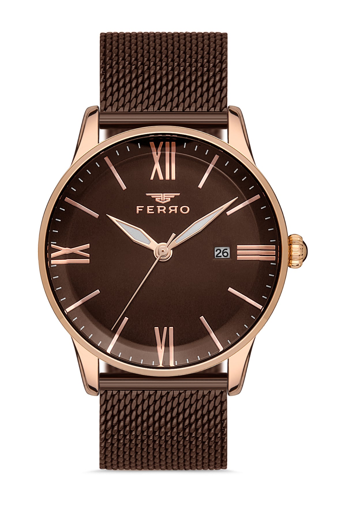 Ferro Siena Classica Analog Brown Round Dial Men's Watch - F11182C-S