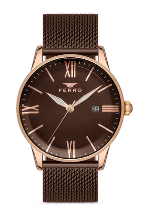 Ferro Siena Classica Analog Brown Round Dial Men's Watch - F11182C-S