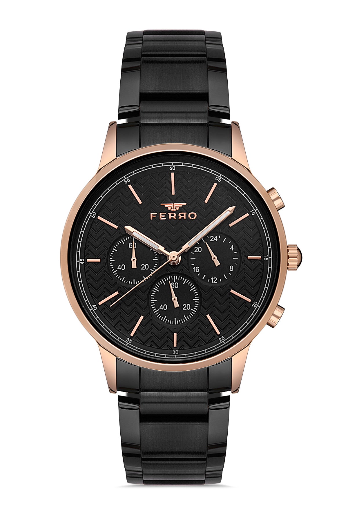 Ferro Multifunction Black Round Dial Men's Watch - FM11151A-R