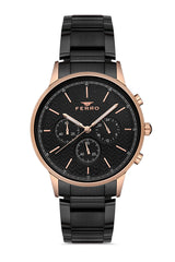 Ferro Multifunction Black Round Dial Men's Watch - FM11151A-R