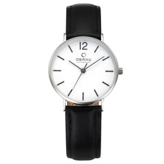 Obaku Mark Lille Black Analog White Round Dial Women's Watch - V197LXCWRB