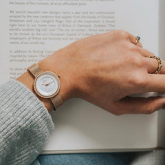 Obaku Stille Glimt Rose Analog White MOP Round Dial Women's Watch - V146LEVWMV