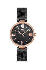 Ferro Analog Black Round Dial Women's Watch - F21155C-R