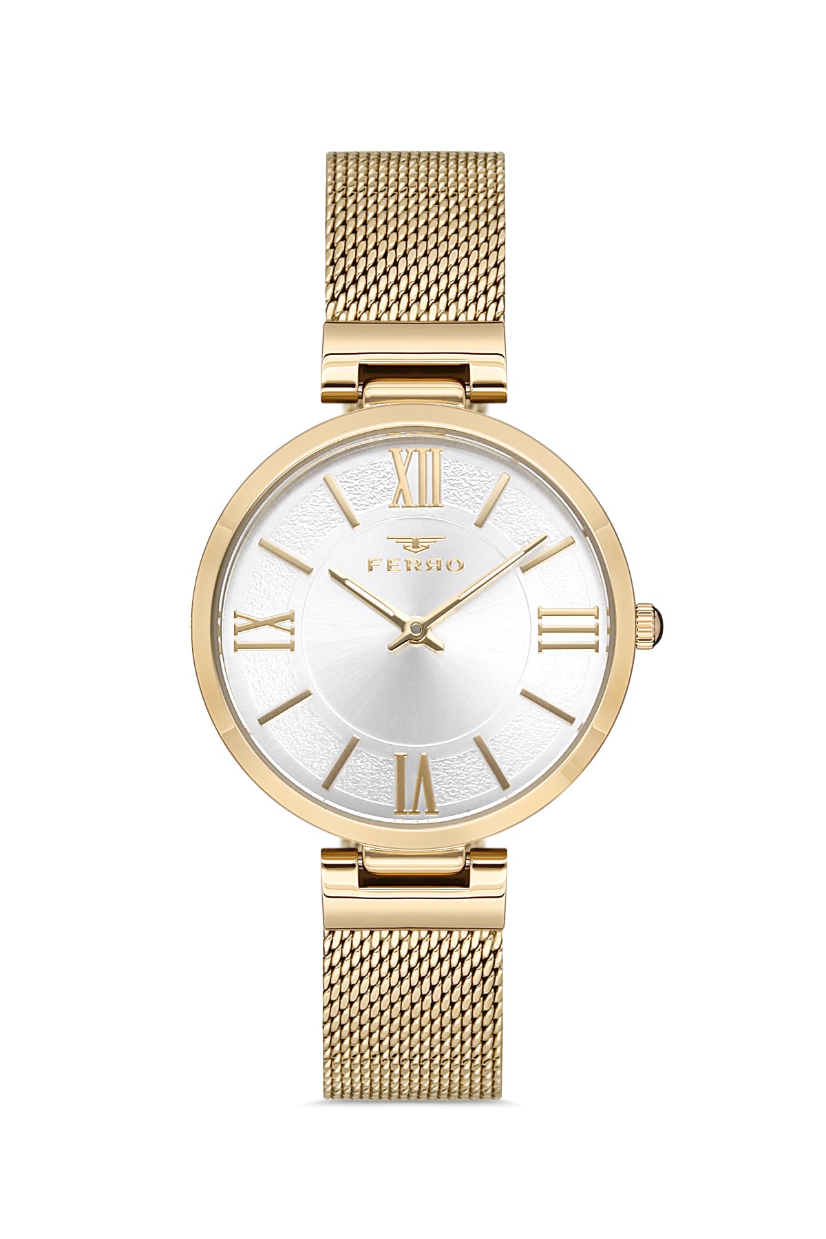 Ferro Analog Silver Round Dial Women's Watch - F21155C-B