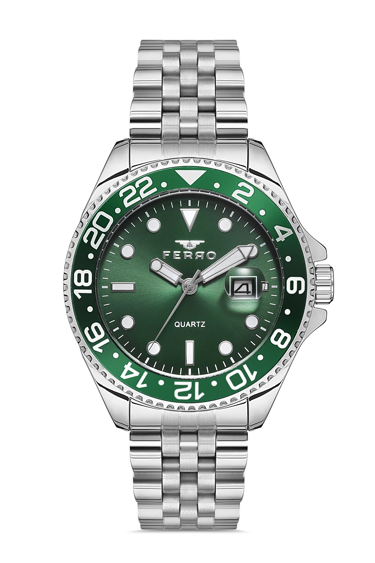 Ferro Analog Green Round Dial Men's Watch - F11196A-A6