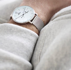 Obaku Flod Analog White Round Dial Men's Watch - V182GMCWMC
