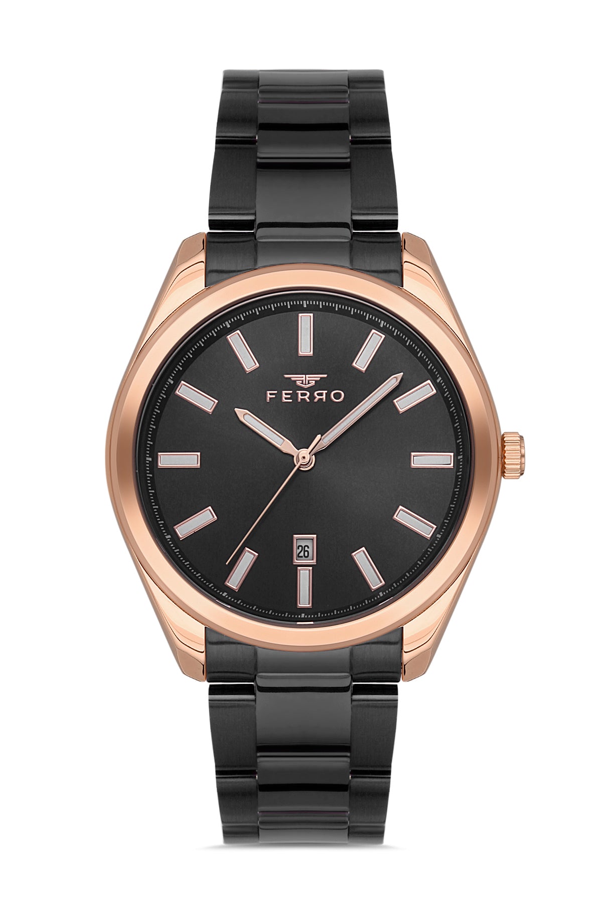 Ferro Analog Black Round Dial Men's Watch - F11160A-R