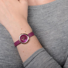 Obaku Stille Cherry Analog Purple MOP Round Dial Women's Watch - V146LXVQRD