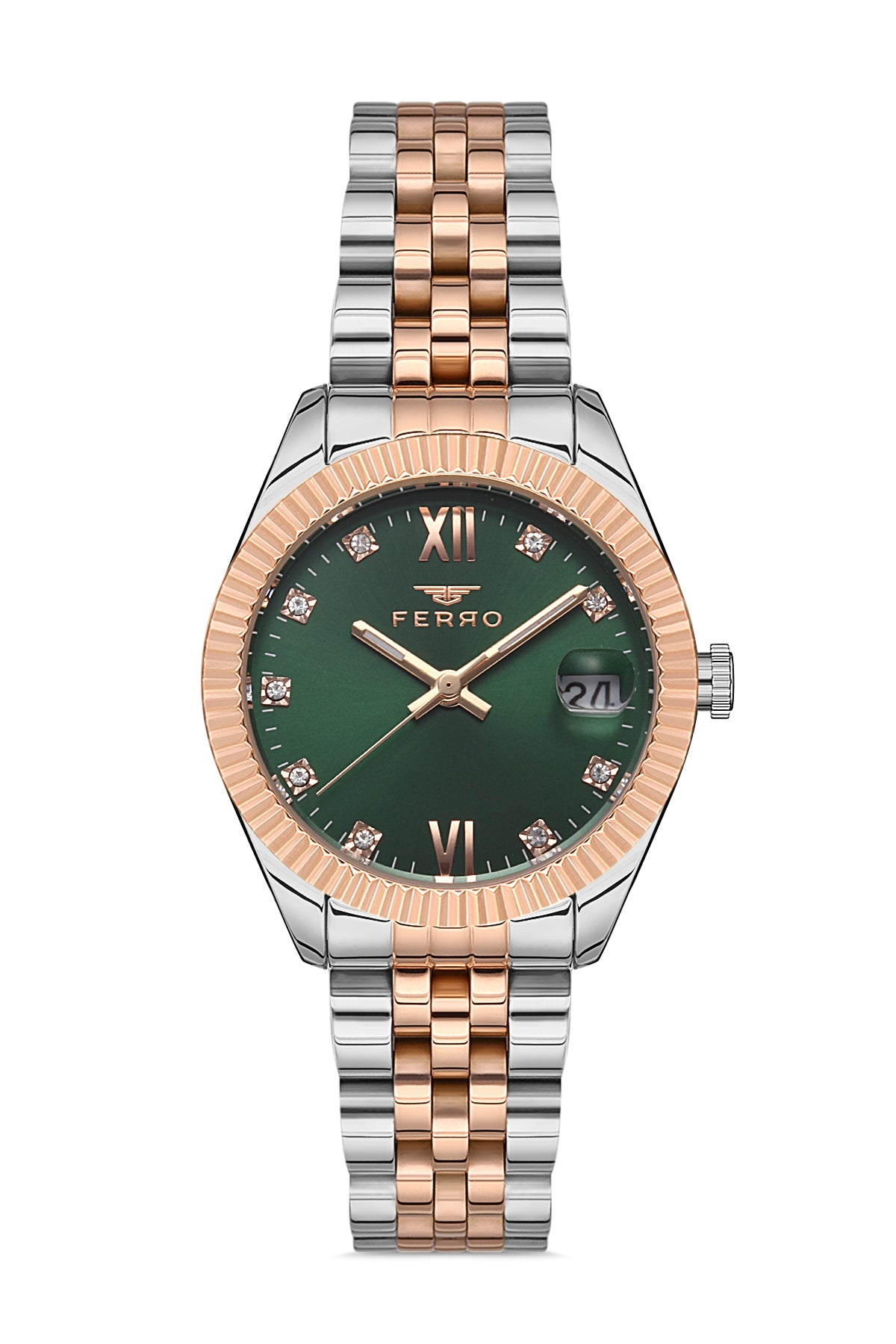 Ferro Analog Green Round Dial Women's Watch - F21924A-E6