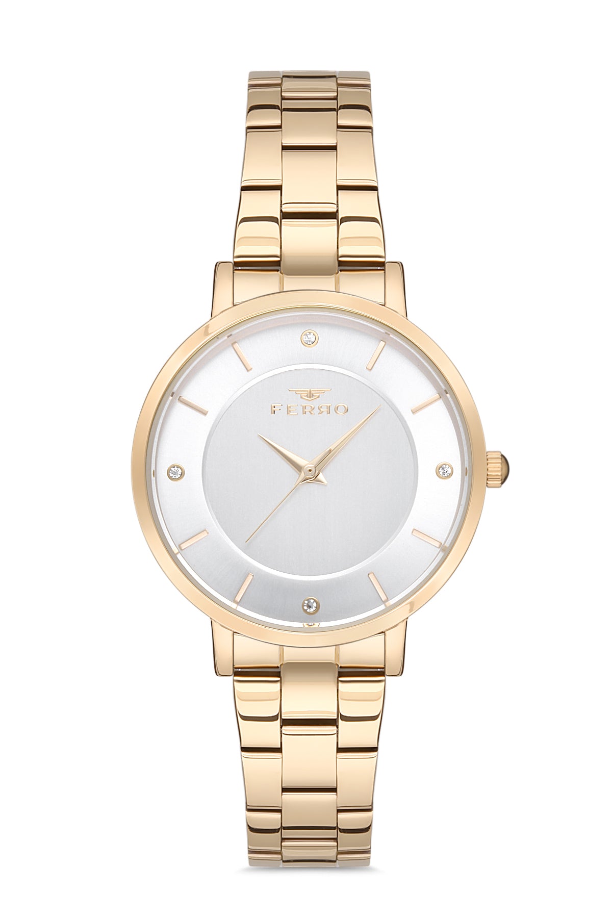 Ferro Analog Silver Round Dial Women's Watch - F21099A-B